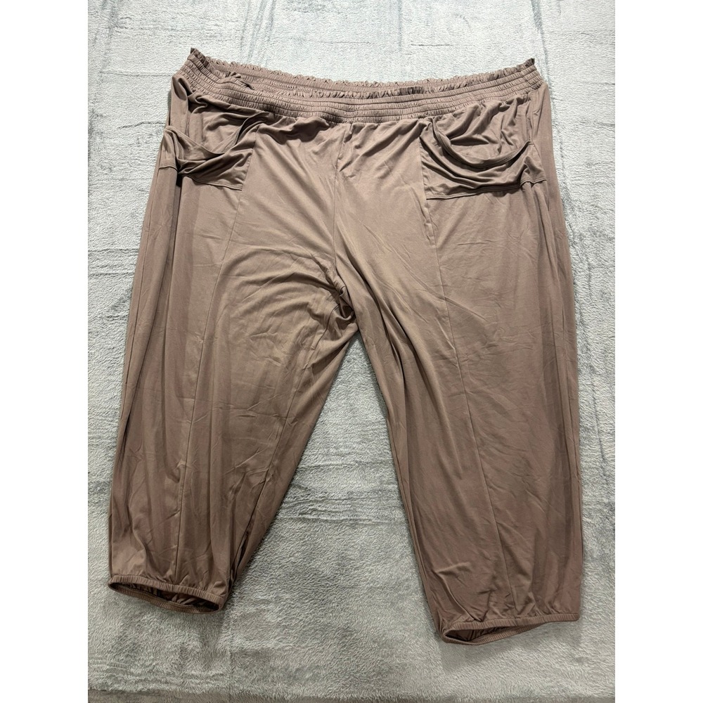 Ava & Viv Plus‎ Size Capri Pants Brown Elastic Waist Lounge Casual 5X